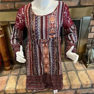 ENTRO Boho Lined Dress. Small. NWT!